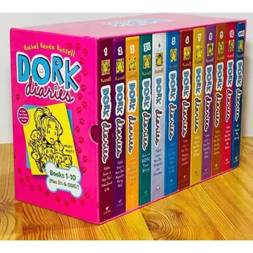 12 Books/Set English Picture Book Dork Diaries Girls Wimpy Kid Comic Daily Reading Book Gift Box Packing Age 6-12 Years