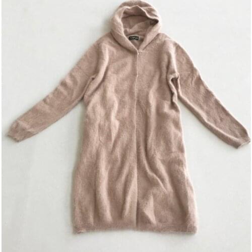 2019 New High Quality 100% Soft Mink Cashmere Sweater Long Women Cardigans hood Factory Real Price Mink Cashmere Coat tbsr675