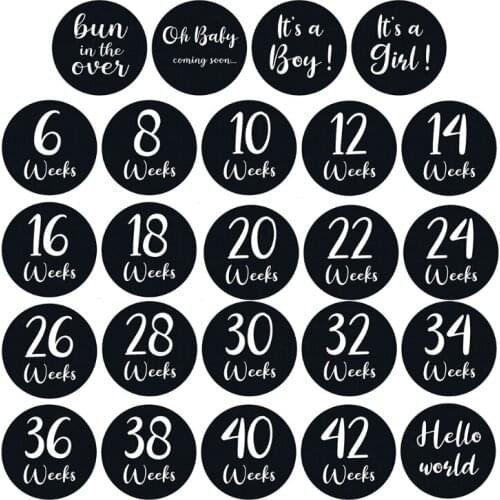 24 Pcs/Set Newborn Baby Monthly Stickers Milestone Memories Photo Props Baby Pregnant Women Monthly Photograph Stickers