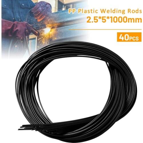 40Pcs 2.5mm x 5mm x 1000mm Black PP Plastic Welding Rods For Plastic Welder Gun/Hot Air Gun/Welding Tool