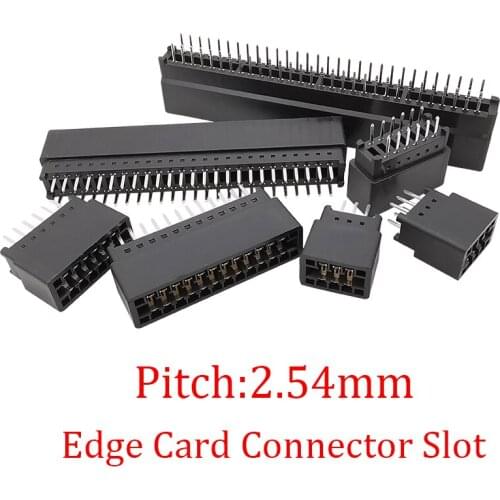 5Pcs 2.54mm Edge Card Connector Slot 2.54mm Pitch 6P-98 Pin Goldfinger Socket Through Hole Straight Pin PCB Connecting Adapter