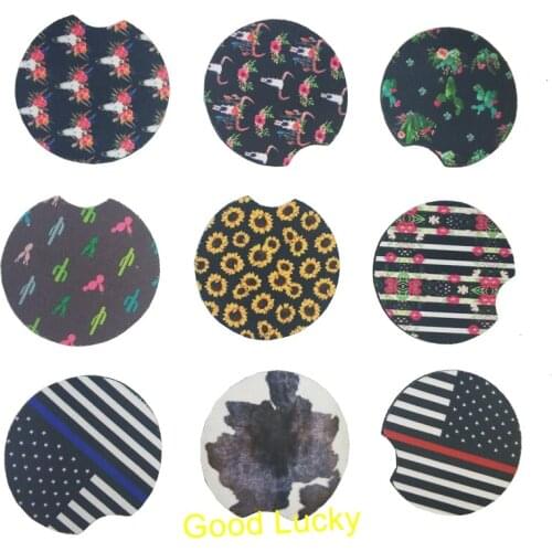 500pcs/lot 2019 Newest Popular High Quality Cheap Hot Sale Monogrammed Sunflower Neoprene Cactus Car Coaster