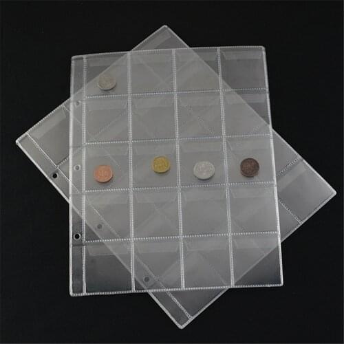 10PCS album for coins albums page 20/30/42 pocket coins collection PVC transparent inside pages 250 x 200 mm coins loose leaf