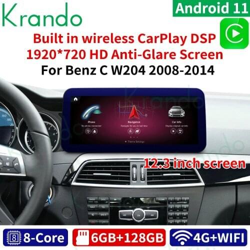 Krando Android 10.0 12.3'' 4G Car Radio For Mercedes BENZ C W205 W204 C180 C200 GLC-X25 V W446 2008-2018 NTG 4.0 4.5 5.0 Carplay