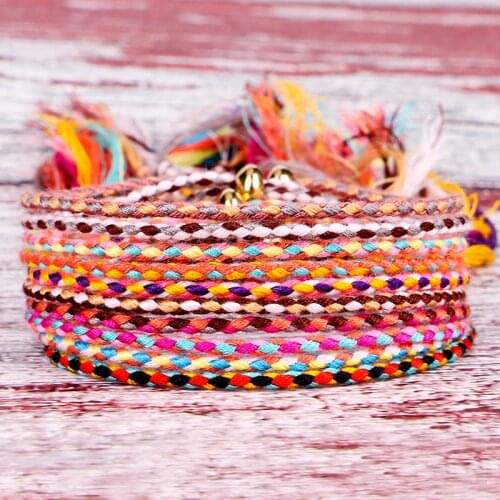 Handmade National style Color Cotton Rope Bracelet With Tibetan Copper Beads Lucky Charm Thread Bracelets & Bangles For Women