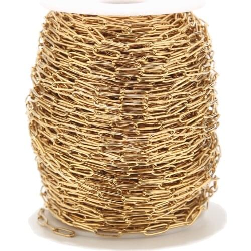 1 Meter 4mm Width Newest Design Stainless Steel Gold Oval Rolo Link Chains Findings Fit for Jewelry Making