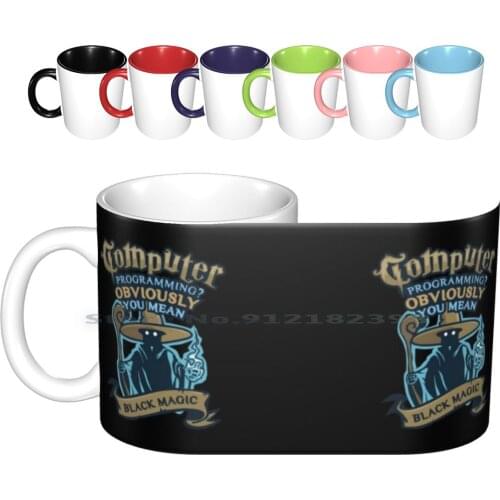 Black Magic Programming Ceramic Mugs Coffee Cups Milk Tea Mug Black Magic Mage Final Fantasy Programming Humor Funny Joke