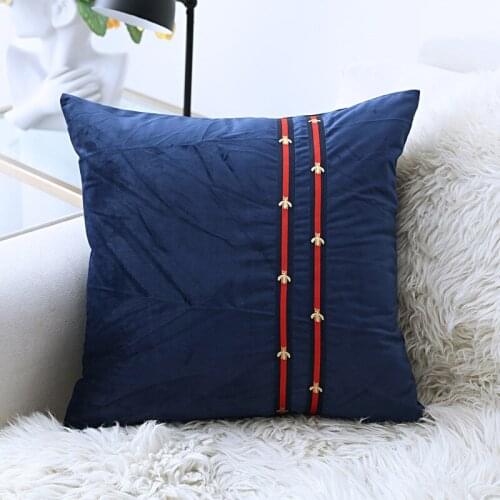 Nordic Luxury Cushion Cover Velvet Sofa Embroidered Ribbon Pillow Cover Throw Pillow Cases Home Decoration Car Accessories 45x45