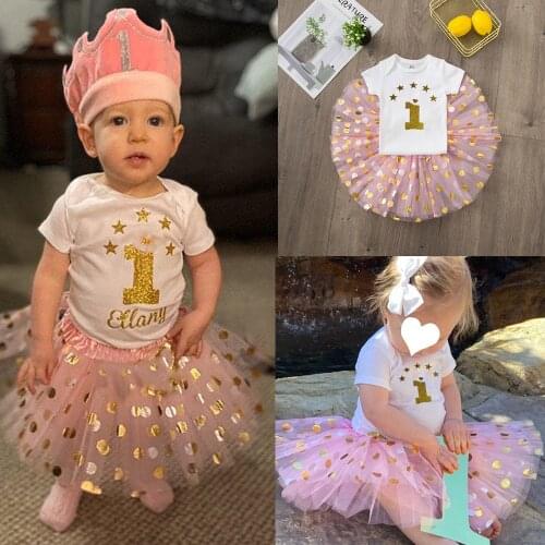 Baby Summer Girl Dress First 1st Birthday Tutu Dress Outfits Clothing 2pcs Sets Romper Tutu Dress Infant Suits Birthday Party