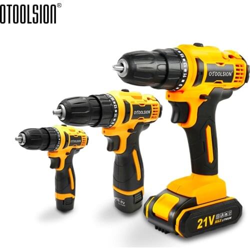 OTOOLSION 21V 16.8V 12V Cordless Drill 1500mAh Rechargeable Lithium Battery Power Tools Electric Screwdriver For Woodworking