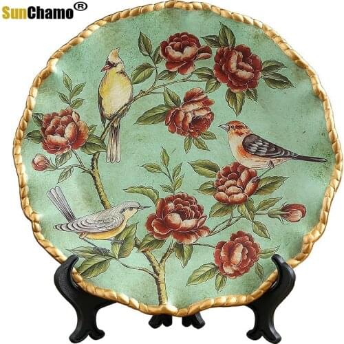 American Ceramic Decorative Plate Background Display European Home Restaurant Living Room Decoration Wall Hanging Plate