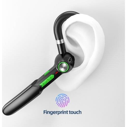 Handsfree 5.0 Bluetooth Headset Fingerprint Touch HIFI Wireless Headset Business Earphone Waterproof Earpiece With Mic HD Call