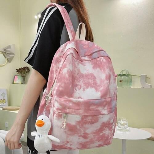 DIEHE Tie-dye Canvas Women Backpack Female Lovely Travel Bag Teenage Girls High Quality Schoolbag Ladys Knapsack Small Book Bag