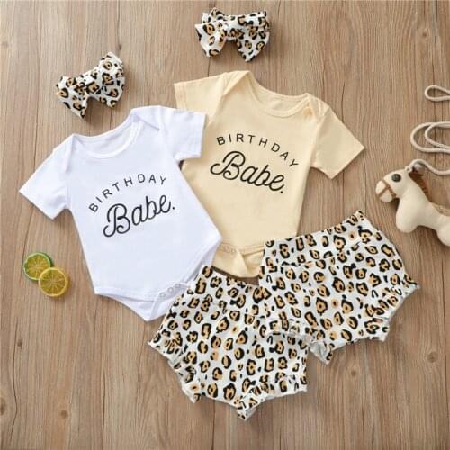 Baby Girl Clothes Set Knitted Newborn Infant Baby Rompers Ruffles Shorts Leopard Ouftis Costuems Clothes