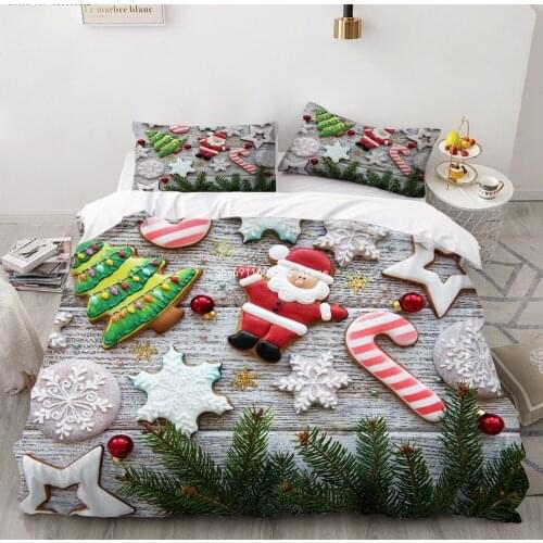 Merry Christmas Tree Santa Claus Bedding Set Merry Christmas Colorful Duvet Cover Snowflake Cover Set Bedspread 2/3 Pieces