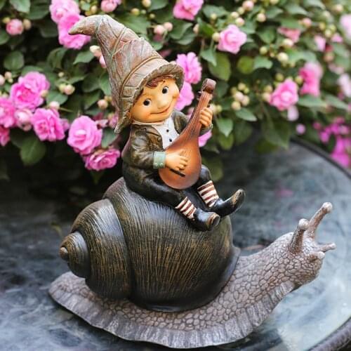 Creative Garden Elf Resin Snail Crafts Miniature Figurines Outdoor Decor Fairy Home Decoration Accessories