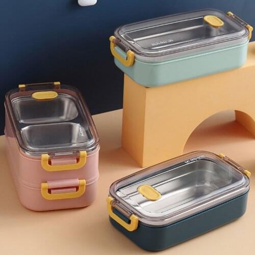 Microwave Lunch Box Portable Student Adult Bento Box Large Capacity Double-Layer 304 Stainless Steel Lunchboxs Food Container
