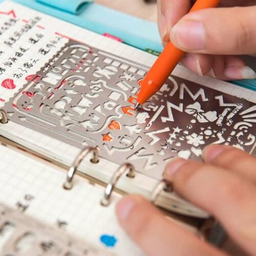Cutout multifunctional stainless steel doodle drawing ruler portable loose-leaf ruler