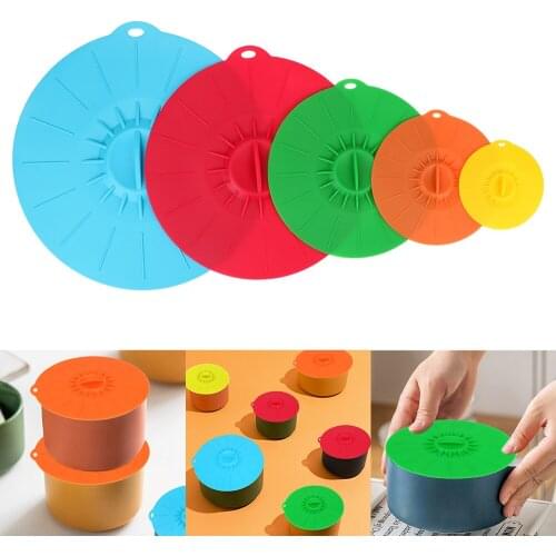 Reusable Food Fresh Cover Gadgets Pan Lid Stopper Microwave Bowl Cover 5Pcs Bowl Pot Cup Lid Silicone Stretch Lids