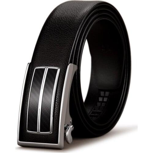 WILLIAMPOLO Fashion Men Leather Belts Solid Buckle With Automatic Ratchet Leather Belt Mens Designer Belt 053p