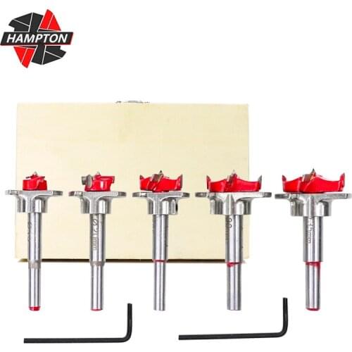 Forstner Drill Bit Set 5pcs Adjustable Wood Hole Cutter 15/20/25/30/35mm Woodworking Hole Saw For Power Tools