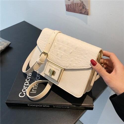 New fashion lady bag 2021 ladies shoulder bag solid color crocodile pattern messenger bag texture small square bag handbags
