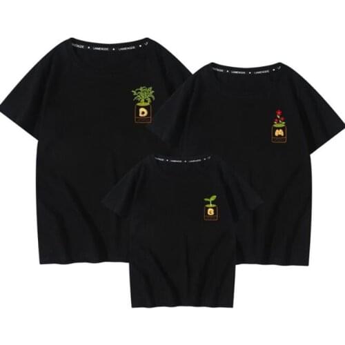 New 2021 Family Look Family Matching Outfits T-shirt Clothes Mother Father Son Daughter Kids Baby Summer Botany Printing T-shirt