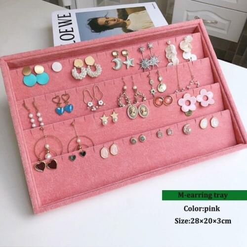 New Arrival Pink Velvet Ring Jewelry Display Organizer Case Holder L/M/S Necklace Earrings Storage Box Showcase Jewelry Stand
