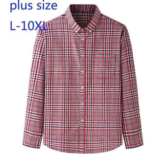New Arrival Suepr Large Plaid Flannel Cotton Spring And Autumn Young Men Fashionable Long Sleeve Casual Shirts Plus Size L-10XL