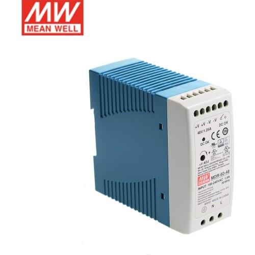 Original MEAN WELL MDR-60-48 60W 48V DIN Rail Switching Power Supply 110V/220VAC to 48V DC 1.25A Power Unit PSU SMPS Transformer