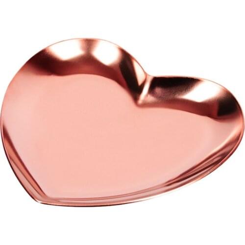 Stainless Steel Heart-Shaped Jewelry Tray Display Trinket Dish For Organizing Ring Earrings Jewelry Charms Pendants