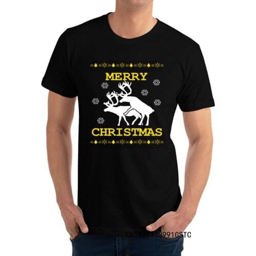 Merry Christmas Elk Sex Premium Cotton T Shirt for Male Fashionable T Shirt Harajuku On Sale Crewneck Tops Tees Camisas