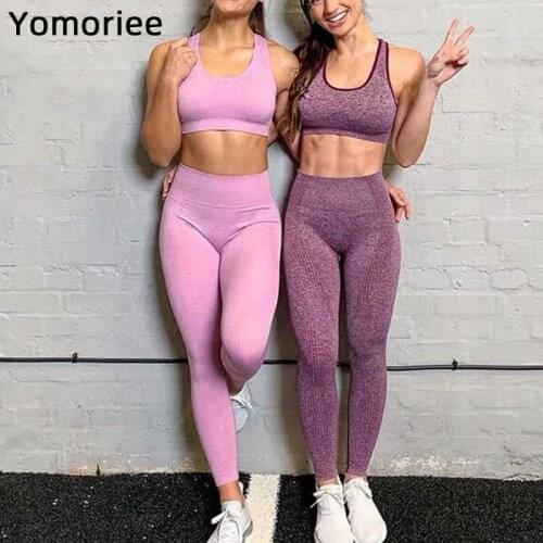 Sexy Women Yoga Set Stretchy Quick Dry Breathable Bra & Pants Suit Gym Sport Workout Running Training Sportswear Yomoriee