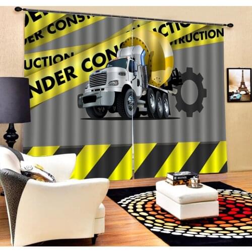 Custom Size Excavator Windows Curtains For Kids Backdrop Living Room Bedroom Thin/Thicken Kitchen Curtains Drapes Dropship
