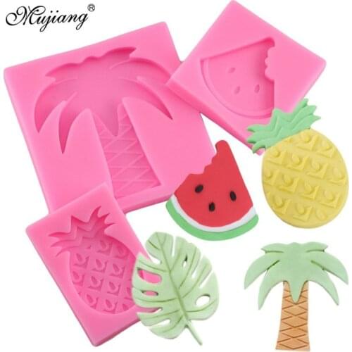 Turtle Leaf Silicone Mold Pineapple Watermelon Coconut Tree Party Fondant Cake Decorating Tools Candy Chocolate Soap Wax Molds