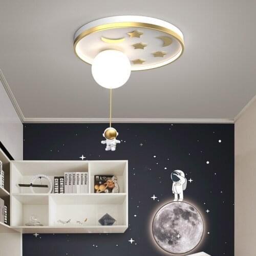 Modern Gold Blue Pink Astronauts Round LED Ceiling LAMP for Bedroom Living Dining Children Room Nursery Indoor Light Fixture