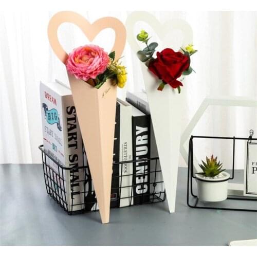 Valentines Day Heart Single Flower Bag Mothers Day Flowers Rose Flower Arrangement Packaging Box White Pink Floral Gift Box