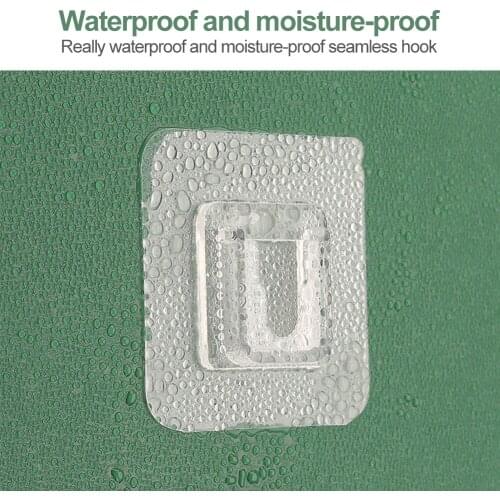 Waterproof Kitchen 6 Pcs Self Adhesive Double-sided Adhesive Wall Hooks Oilproof Bathroom Hooks Reusable Seamless Hanging Hooks