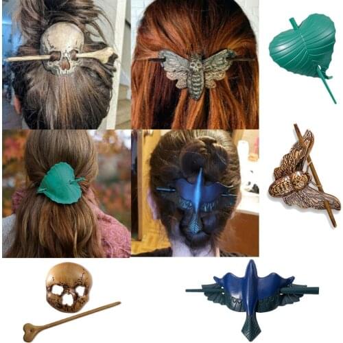 Halloween Death Moth Skull Hair Pin for Women Cosplay Party Hair Clip Fashion 4 Pcs Retro Hair Sticks Vintage Hair Chopsticks