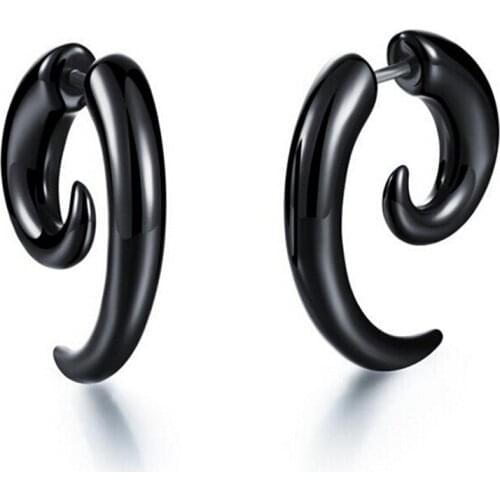 Black Horns Stud Earrings Women Punk Hip Hop Jewelry Anti-Allergies Brincos Pendientes Bijoux 1 pair