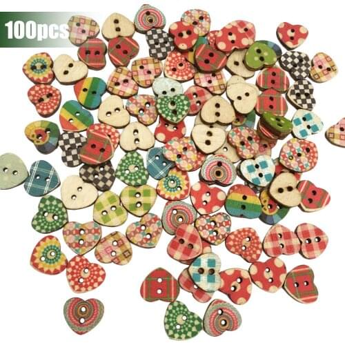 100Pcs Button Material Assorted Design Wooden Buttons Hand Sewing Accessories Crafts Scrapbooking Tools DIY Sewing Gadget