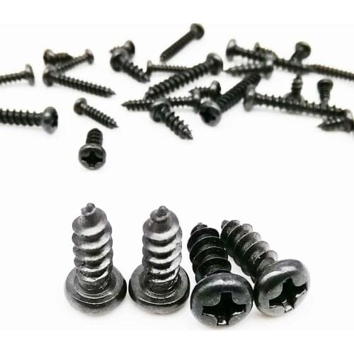 100pcs M2 M2.6 M3 M3.5 Black Steel Mini Micro Small Phillips Flat Countersunk Head Cross Round Pan Head Self-tapping Wood Screw