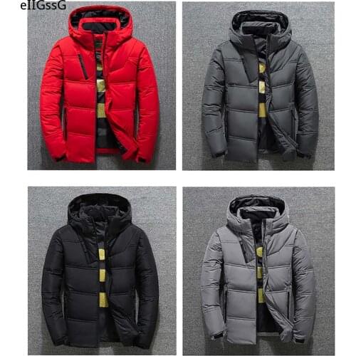 2020 Thick Warm Mens Jacket Thermal Thick Coat Snow Red Black Parka Male Warm Outwear - White Duck Down Jacket Men
