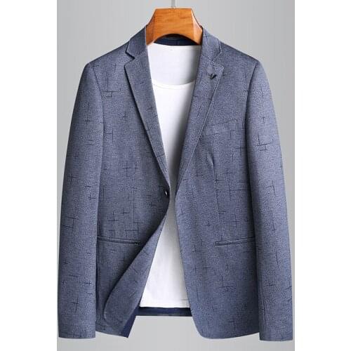 2021 classic Fashion Thin Suit Men Spring Knitted Elastic Single Breasted Spring And Autumn Smart Casual Plus Size MLXL2XL3XL4XL