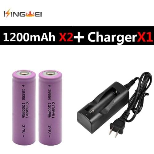 2x1200mah kingwei 3.7V 18650 Li-ion Battery for LED Flashlight Laser Pen + 1x Single C