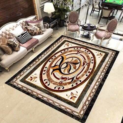 Custom 3D Floor Murals Living Room European Style Marble Pattern Parquet Carpet Floor Sticker Waterproof Self-adhesive Wallpaper