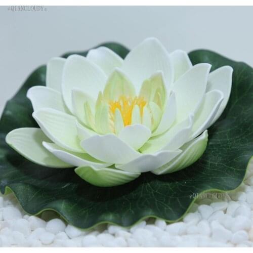 4 Pieces 17cm Artificial WHITE Lotus flowers Heads Water fish tank Lily Floating Pool pond flowers Plants Garden wedding B83