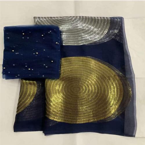 5 Yards African Soft Metal Silk Fabric With 2 Yards Swiss Voile Lace Fabric, Suitable For Women Clothing! LXF61510