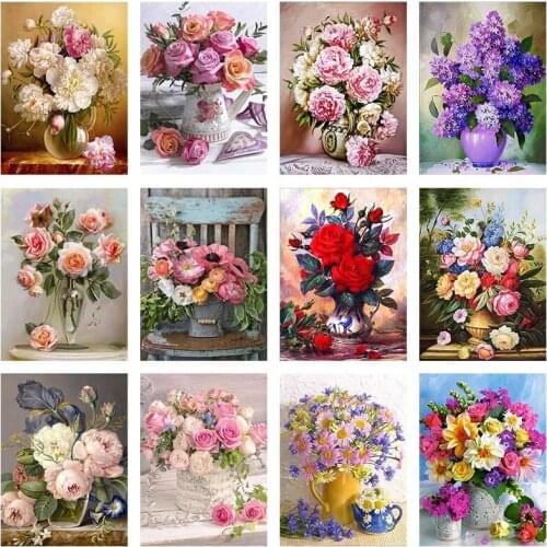 ARMYQZ 5D DIY Flower Diamond Painting Cross Stitch Kits Colorful Floral Mosaic Embroidery Rhinestone Room Decor Art