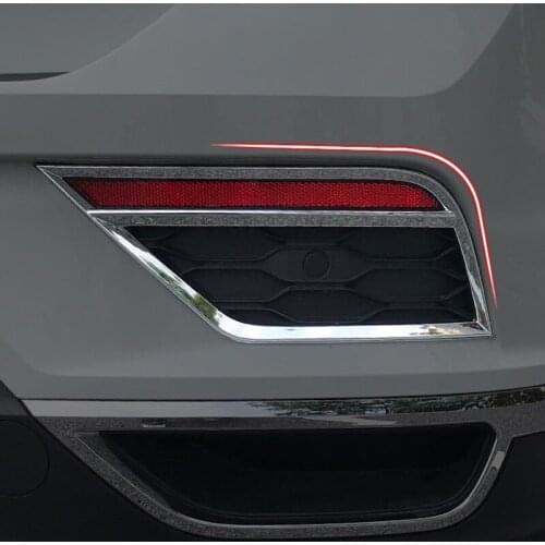 Car styling Exterior Accessories Rear Fog Light Lamp Cover Trim 2pcs ABS Chrome For VW Volkswagen T-Roc 2017-2018